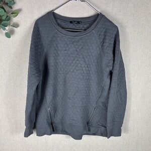 Max Jeans Charcoal Quilted Crewneck Sweatshirt Extra Large